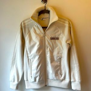 White vintage zip front Adidas jacket